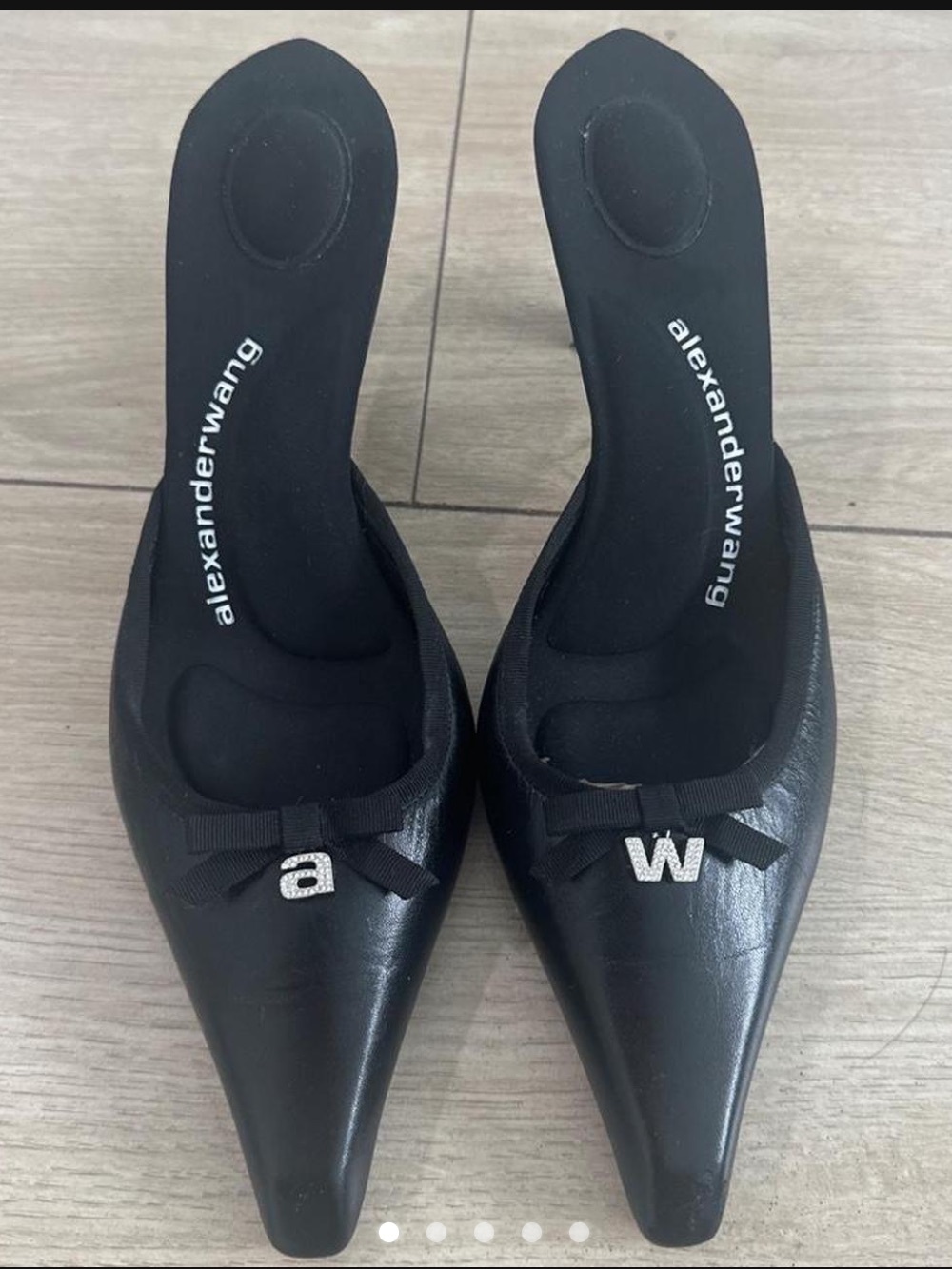 Alexander Wang Black Pointed Toe Logo Mules